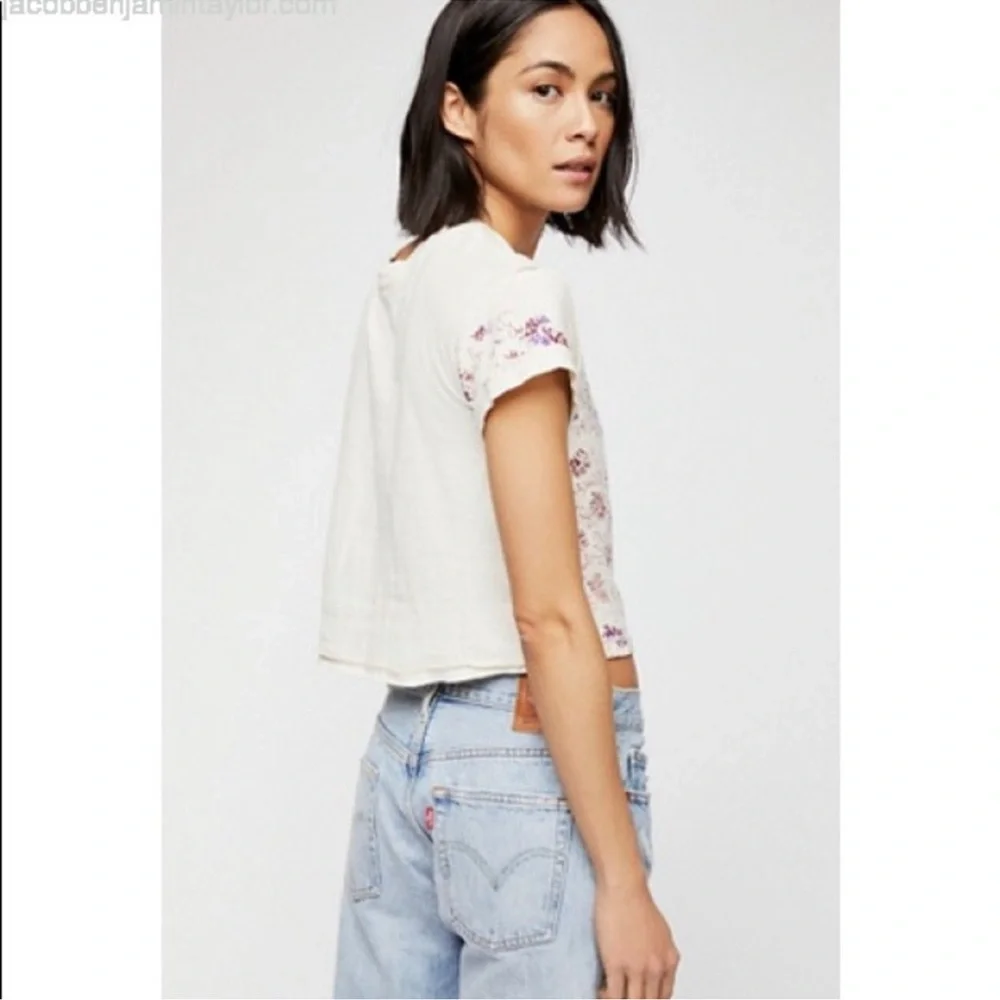 FREE PEOPLE sequin eagle crop tee sz Small - Picture 4 of 7